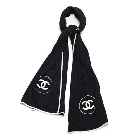 chanel black cashmere scarf